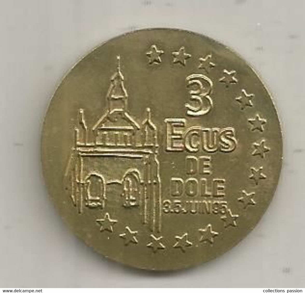 JC, Euros Des Villes, 3 écus De DOLE, Jura , LOUIS PASTEUR,  Commémoration 1995,  2 Scans - Euros Des Villes