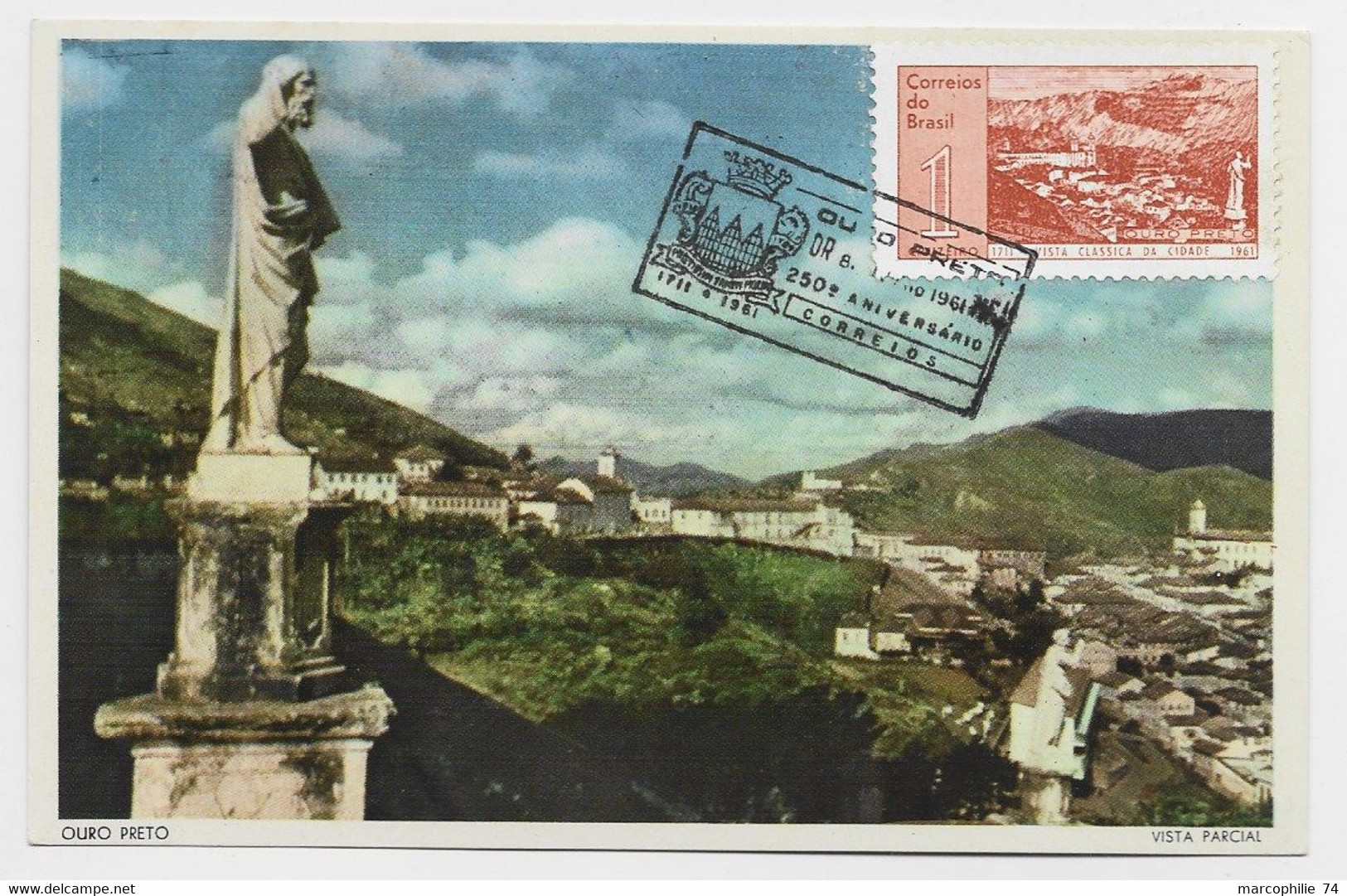 BRASIL BRESIL  CARTE MAXIMUM  1. OURO PRETO 1961 - Maximumkarten