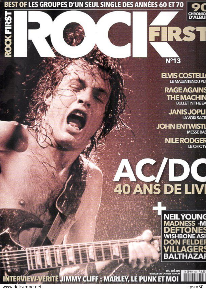 Revue ROCK First N° 13 12/01 2013 AC/DC, Elvis Costello, Rage Against, The Machine, Janis Joplin, Nile Rodgers Etc... - Musique