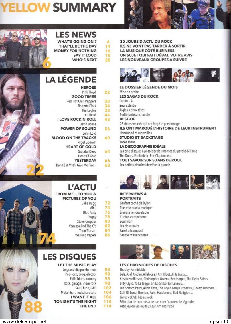 Revue ROCK First N° 14 Mars 2013 PINK FLOYD, Lou Reed, Red Hot Chili Peppers, The Eagles, Jon Lord Etc... - Musique