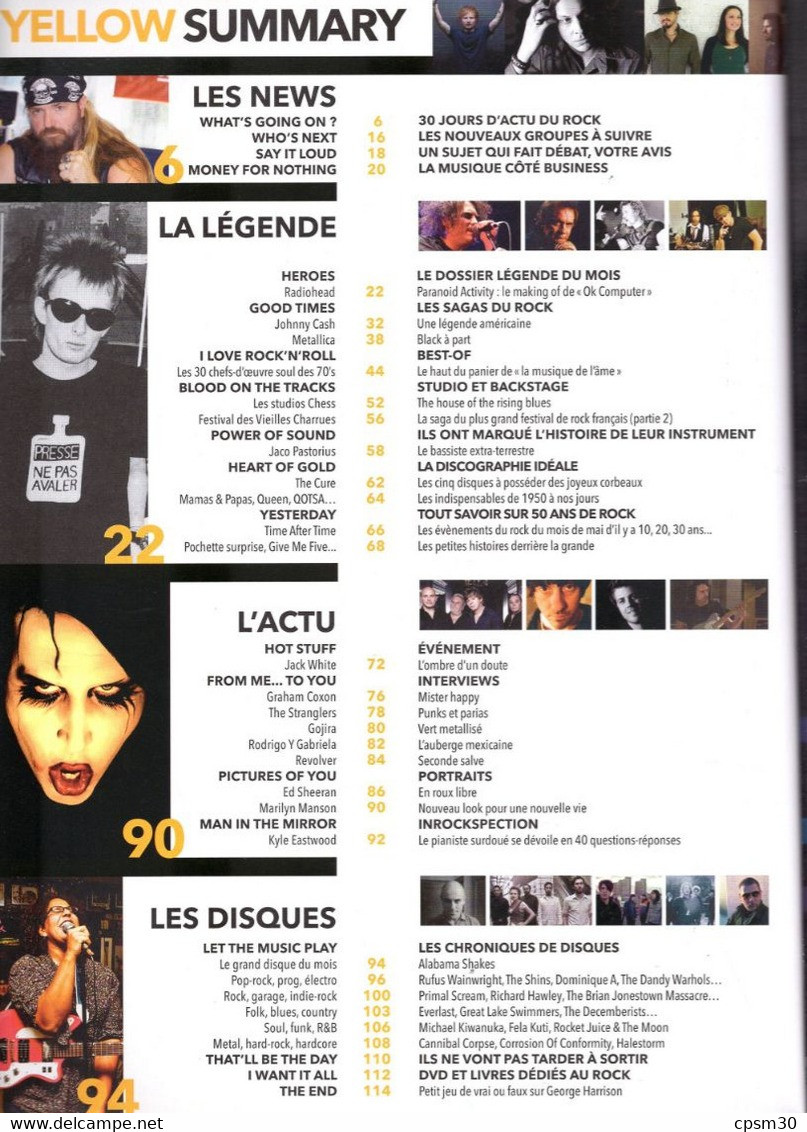 Revue ROCK First N° 07 Mai 2012 RADIOHEAD, Jack White, Metallica, Johnny Cash, Jaco Pastorius Etc... - Muziek