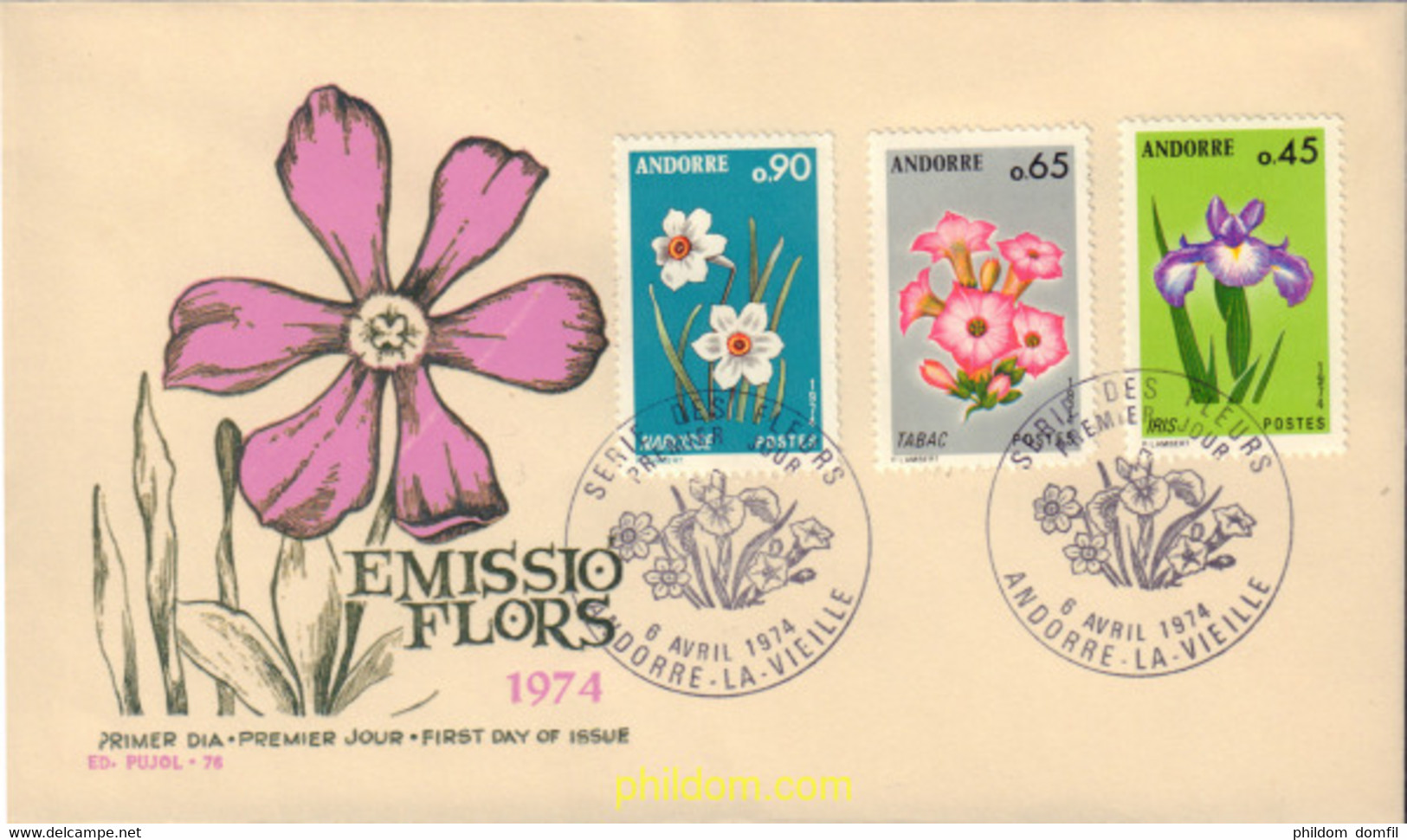 392696 MNH ANDORRA. Admón Francesa 1974 FLORES DE LOS VALLES DE ANDORRA - Verzamelingen