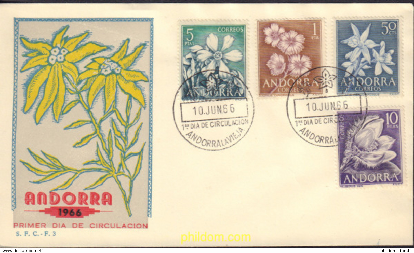 582086 MNH ANDORRA. Admón Española 1966 FLORES DE ANDORRA - Used Stamps