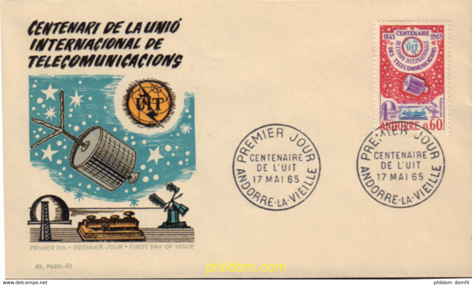 404683 MNH ANDORRA. Admón Francesa 1965 CENTENARIO DE LA UNION INTERNACIONAL DE TELECOMUNICACIONES - Collezioni