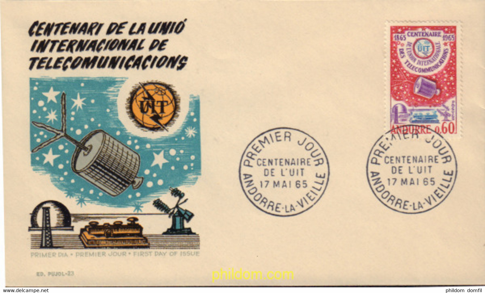 404683 MNH ANDORRA. Admón Francesa 1965 CENTENARIO DE LA UNION INTERNACIONAL DE TELECOMUNICACIONES - Collections