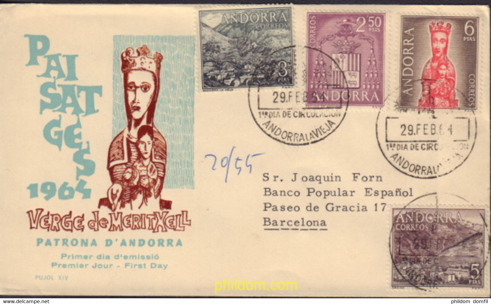 582085 MNH ANDORRA. Admón Española 1963 PAISAJE - Oblitérés