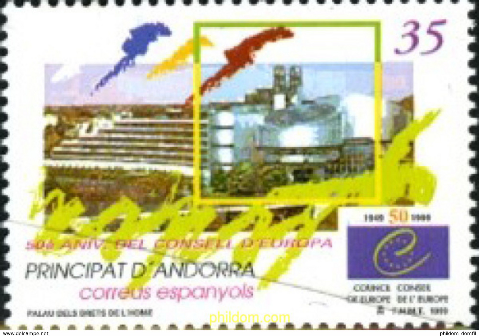 36594 MNH ANDORRA. Admón Española 1999 50 ANIVERSARIO DEL CONSEJO DE EUROPA - Gebruikt