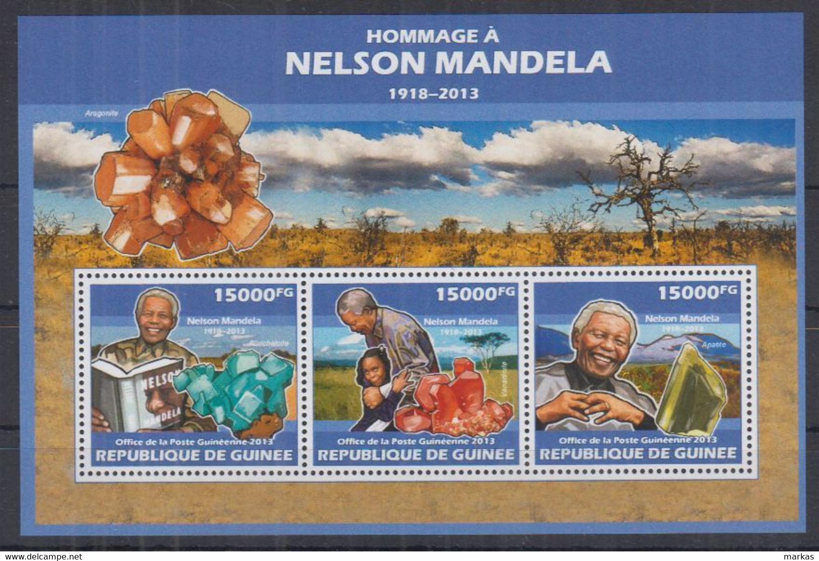 N12. Guinea MNH 2013 Flora - Minerals - Nelsons Mandela - Minéraux
