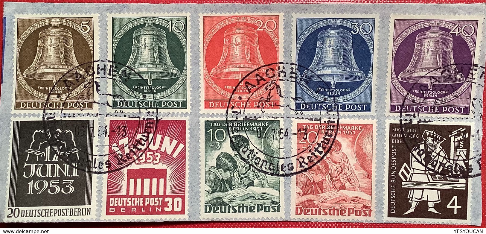 Berlin LUXUS Sätze 1951-1953 Mi 80-81, 101-105, 110-111 Gestempelt AACHEN1954 (Tag Der Briefmarke, Glocke, Volksaufstand - Gebraucht