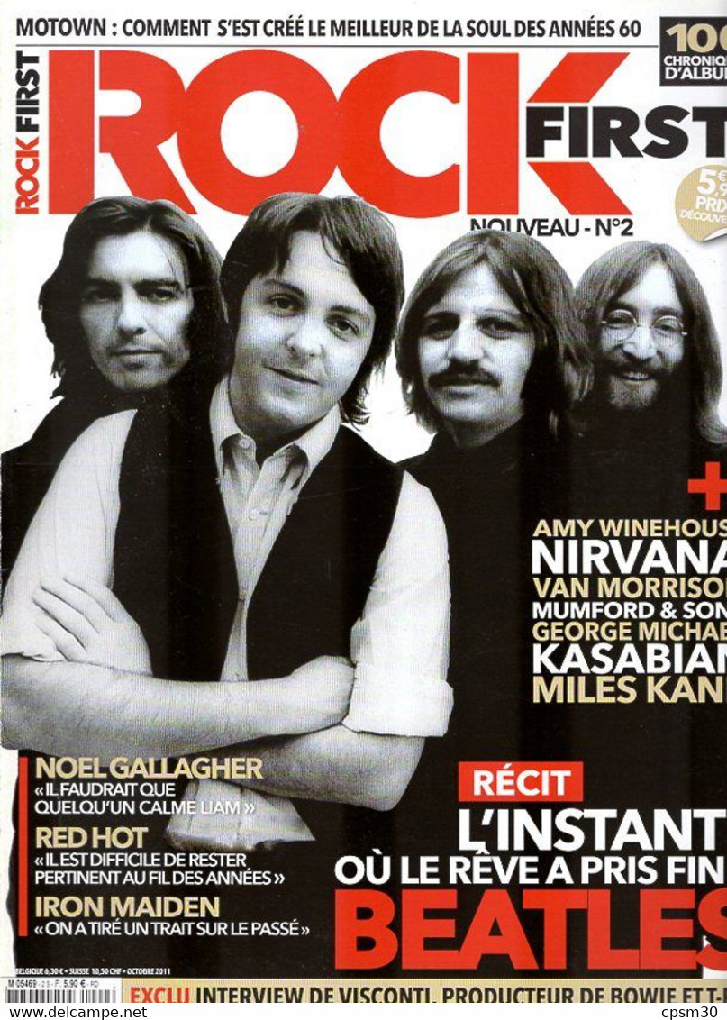 Revue ROCK First N° 02 Oct 2011 BEATLES, Nirvana, Georges Michael, Noel Gallagher, Red Hot, Iron Maiden Etc... - Música