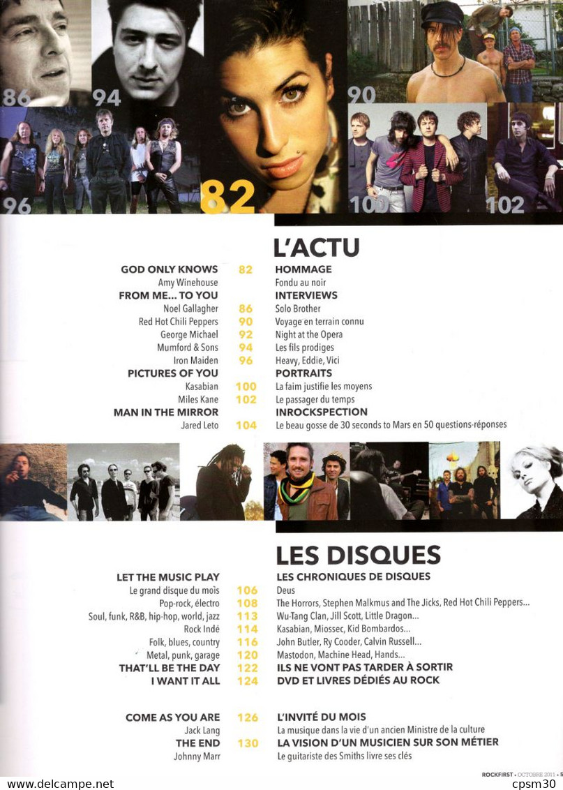 Revue ROCK First N° 02 Oct 2011 BEATLES, Nirvana, Georges Michael, Noel Gallagher, Red Hot, Iron Maiden Etc... - Muziek