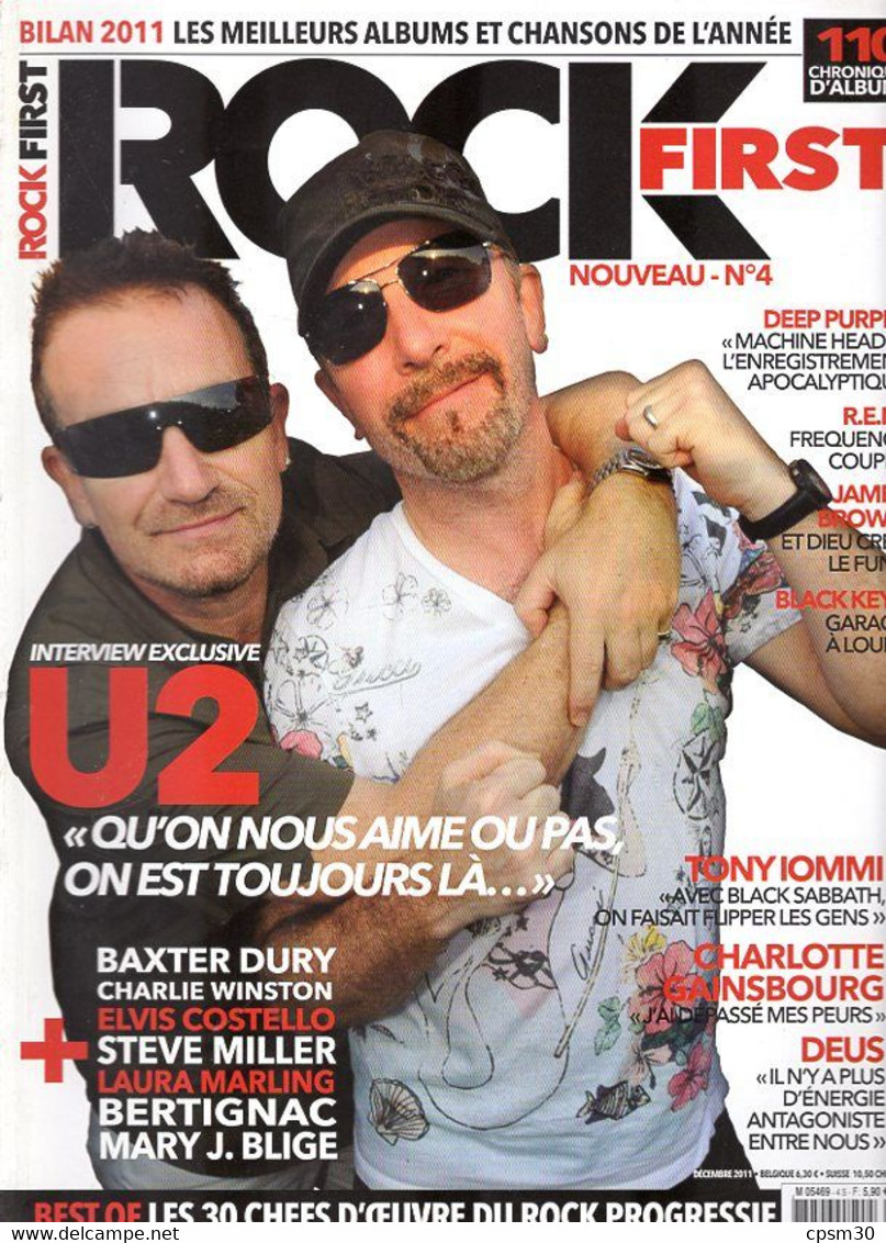 Revue ROCK First N° 04 Dec 2011 U2, Baxter Dury, Charlie Winston, Elvis Costello, Steve Miller, Laura Marling, Bertignac - Musique