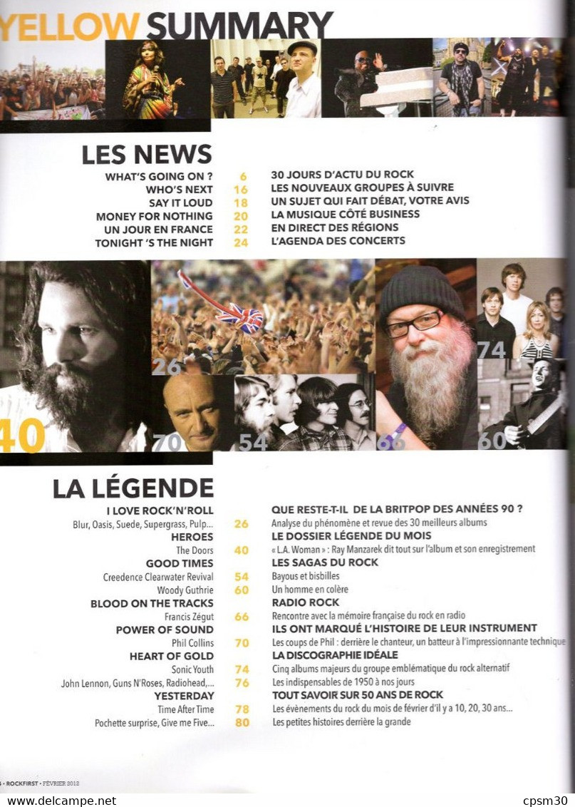 Revue ROCK First N° 05 Fev 2012 THE DOORS, Leonard Cohen, Kate Bush, Charles Bradley, Phil Collins Etc... - Musique