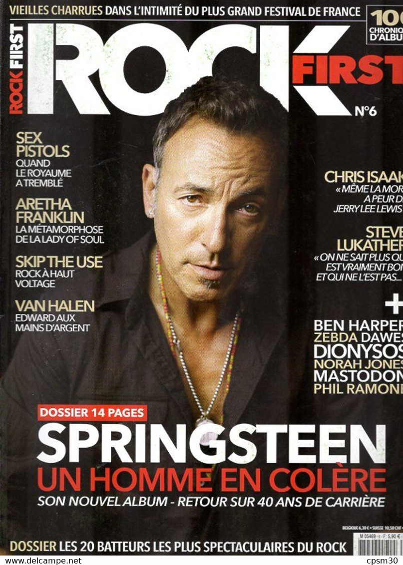 Revue ROCK First N° 06 Avril 2012 SPRINGSTEEN, Sex Pistols, Aretha Franklin, Skip The Use, Van Halen, Chris Isaak Etc... - Musique