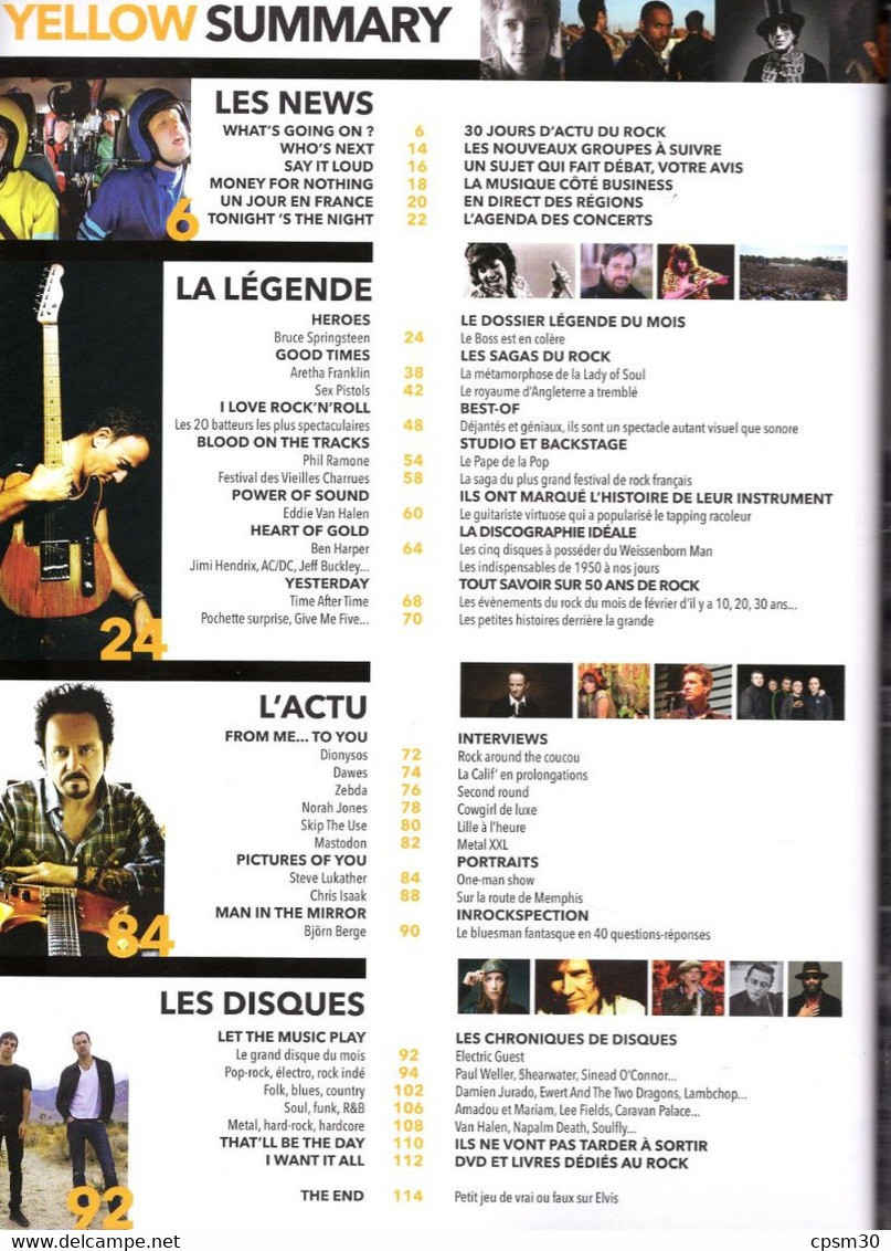 Revue ROCK First N° 06 Avril 2012 SPRINGSTEEN, Sex Pistols, Aretha Franklin, Skip The Use, Van Halen, Chris Isaak Etc... - Música