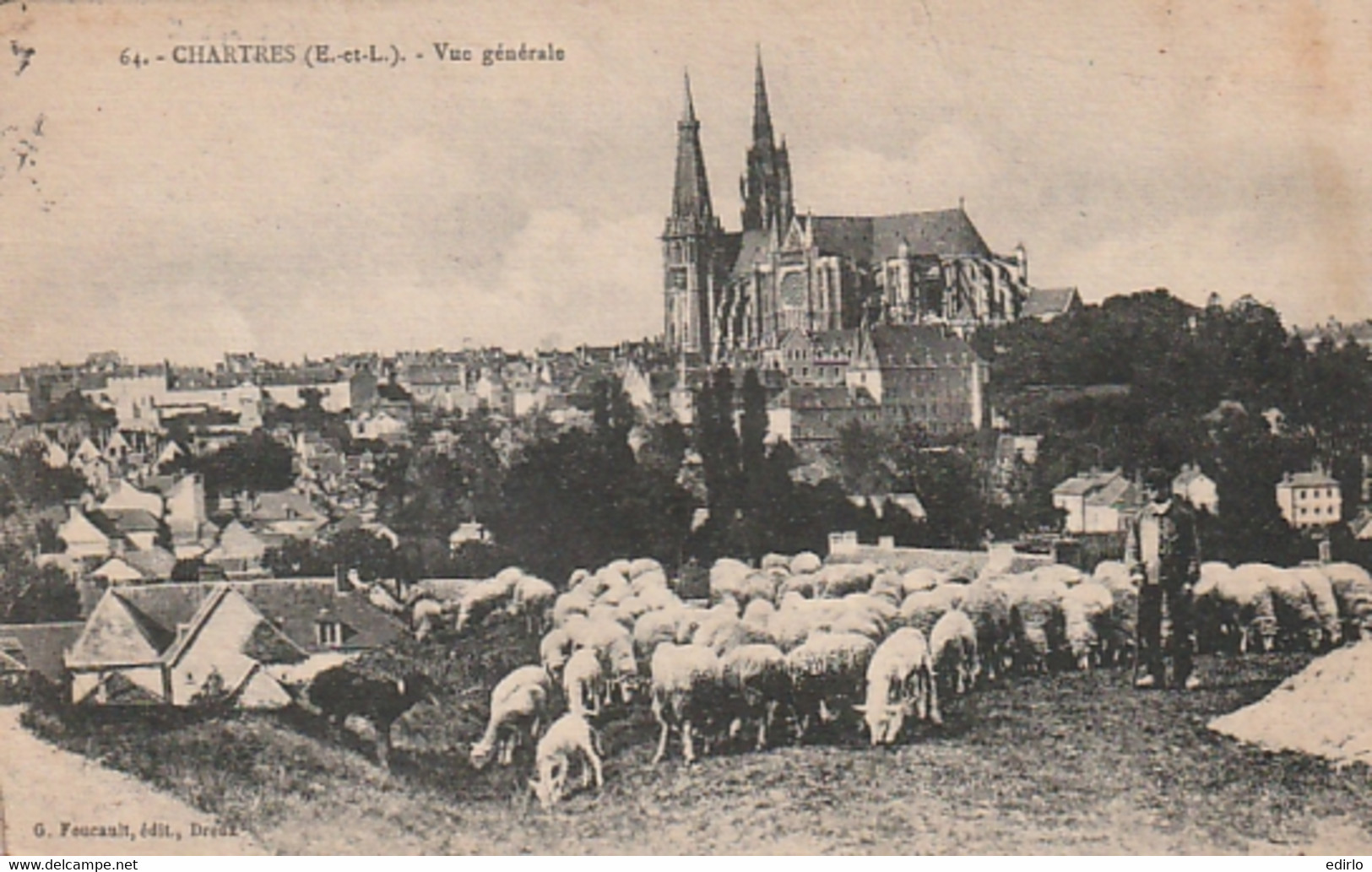 ***  CHRTRES  ***   élevage Troupeau De Moutons Et Vue Générale TTB - Allevamenti