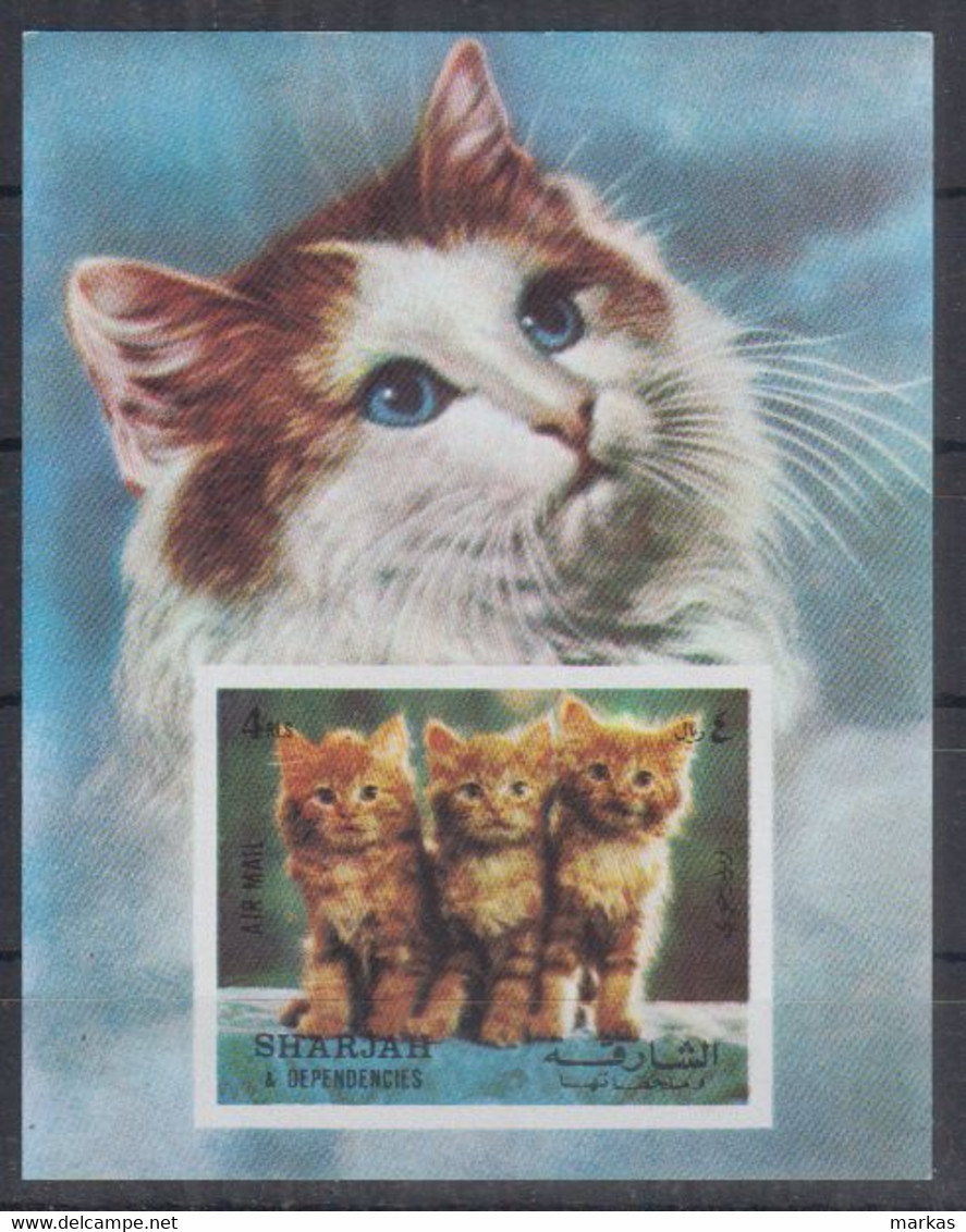 O12. Sharjah MNH 1972 Fauna - Cats - Imperf - Andere & Zonder Classificatie