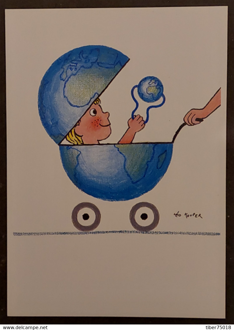 Carte Postale : L'Enfant Et Le 3e Millénaire (poussette Mappemonde) Illustration : Léo Kouper - Kouper