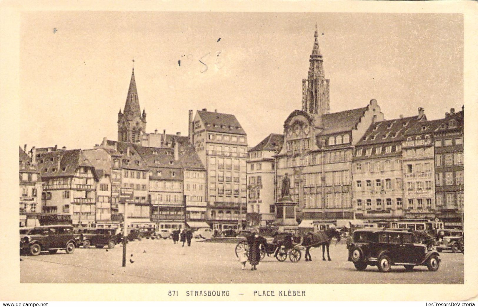 FRANCE - 67 - Strasbourg - Place Kléber - Voiture - La Cigogne - Carte Postale Ancienne - Strasbourg