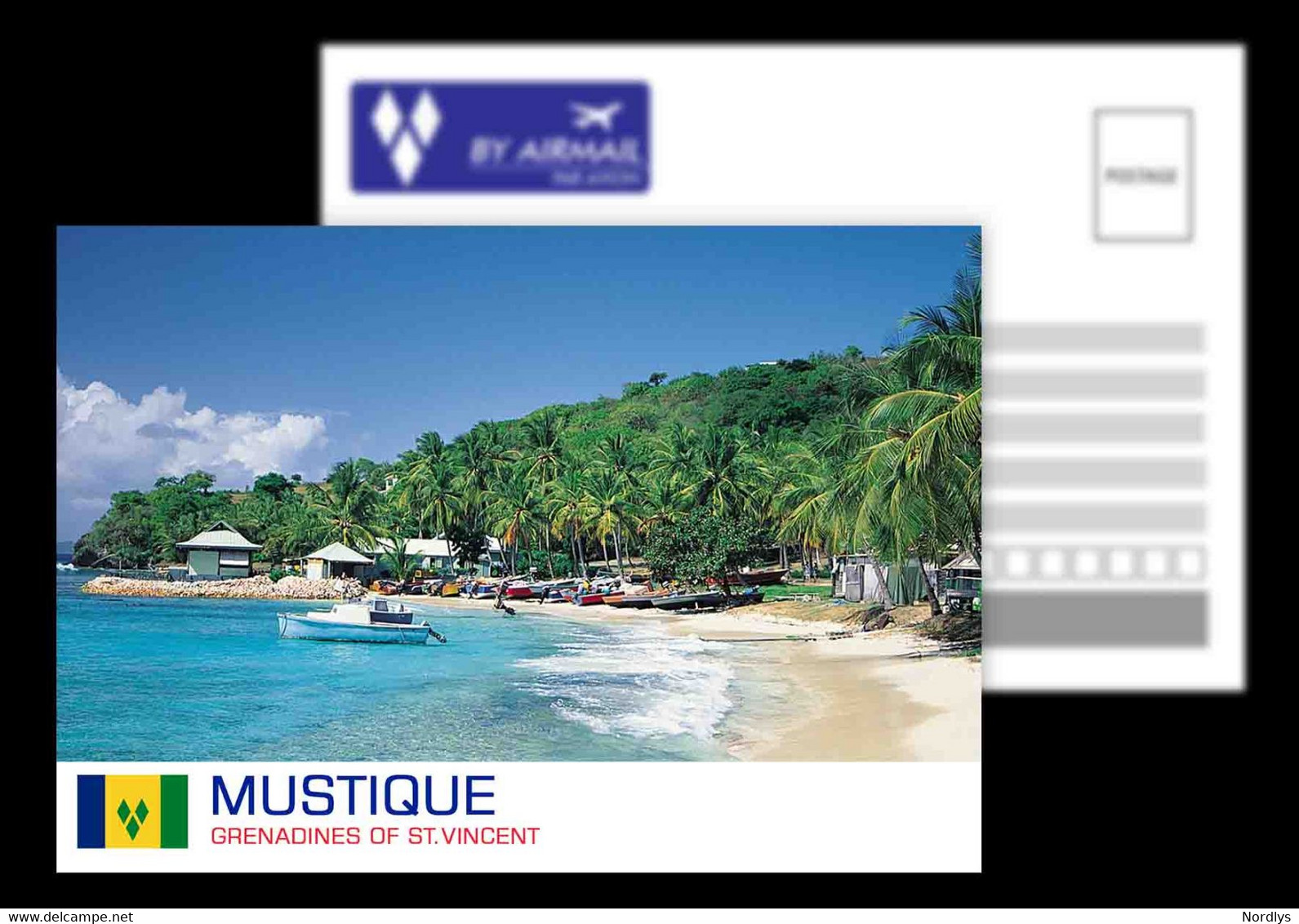 St.Vincent / Mustique / Postcard / View Card / Flag - Saint Vincent E Grenadine