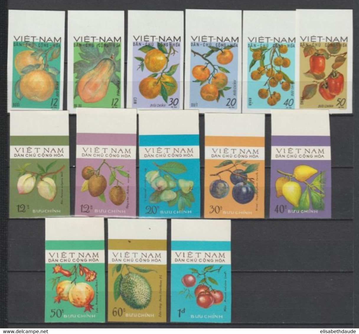 NORD VIETNAM - 1963/75 - NON DENTELES / IMPERF. ! - 7 SERIES COMPLETES /2 PAGES - FLEURS / PLANTES - FRUITS - Vietnam