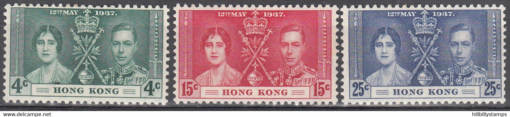 HONG KONG  SCOTT NO 151-53  MINT HINGED  YEAR  1937 - Ungebraucht