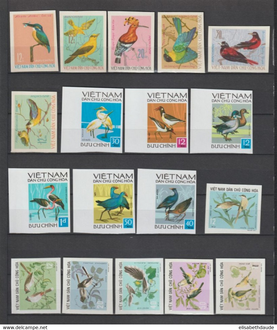 NORD VIETNAM - 1966/1973 - NON DENTELES / IMPERF. ! - 3 SERIES COMPLETES - OISEAUX / BIRDS - Viêt-Nam