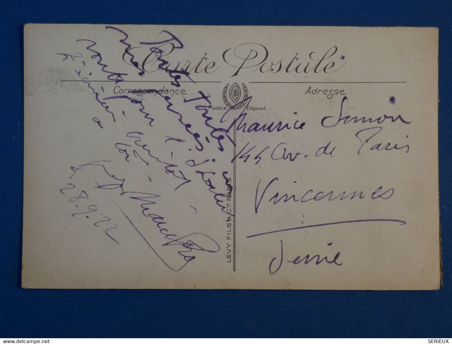 BO16 MONACO  BELLE CARTE 1922 MONTE CARLO   A  VINCENNES  FRANCE ++++  AFFRANCH .  INTERESSANT+++ - Brieven En Documenten
