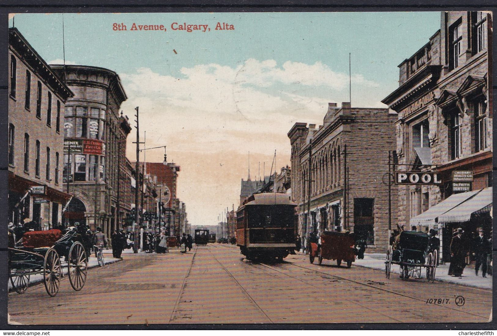 SUPERB CARD CANADA * CALGARY - 8th AVENUE - ALTA * With TRAM - HORSE DRAWN CARIAGE - POOLHOUSE And OLDTIMERS - RARE - Andere & Zonder Classificatie
