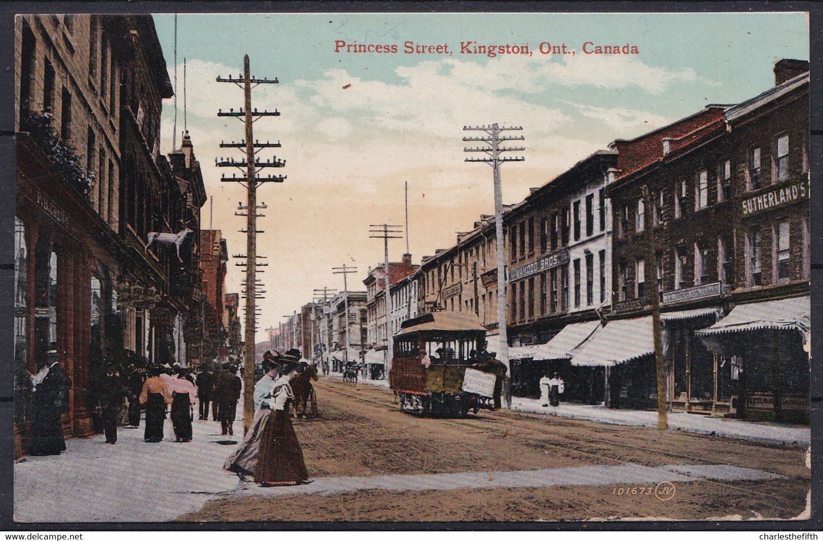 SUPERB CARD CANADA * ONTARIO - KINGSTON * With TRAM TROLLEY  - ON PRINCESS STREET - Sent To Antwerp 1913 - Kingston