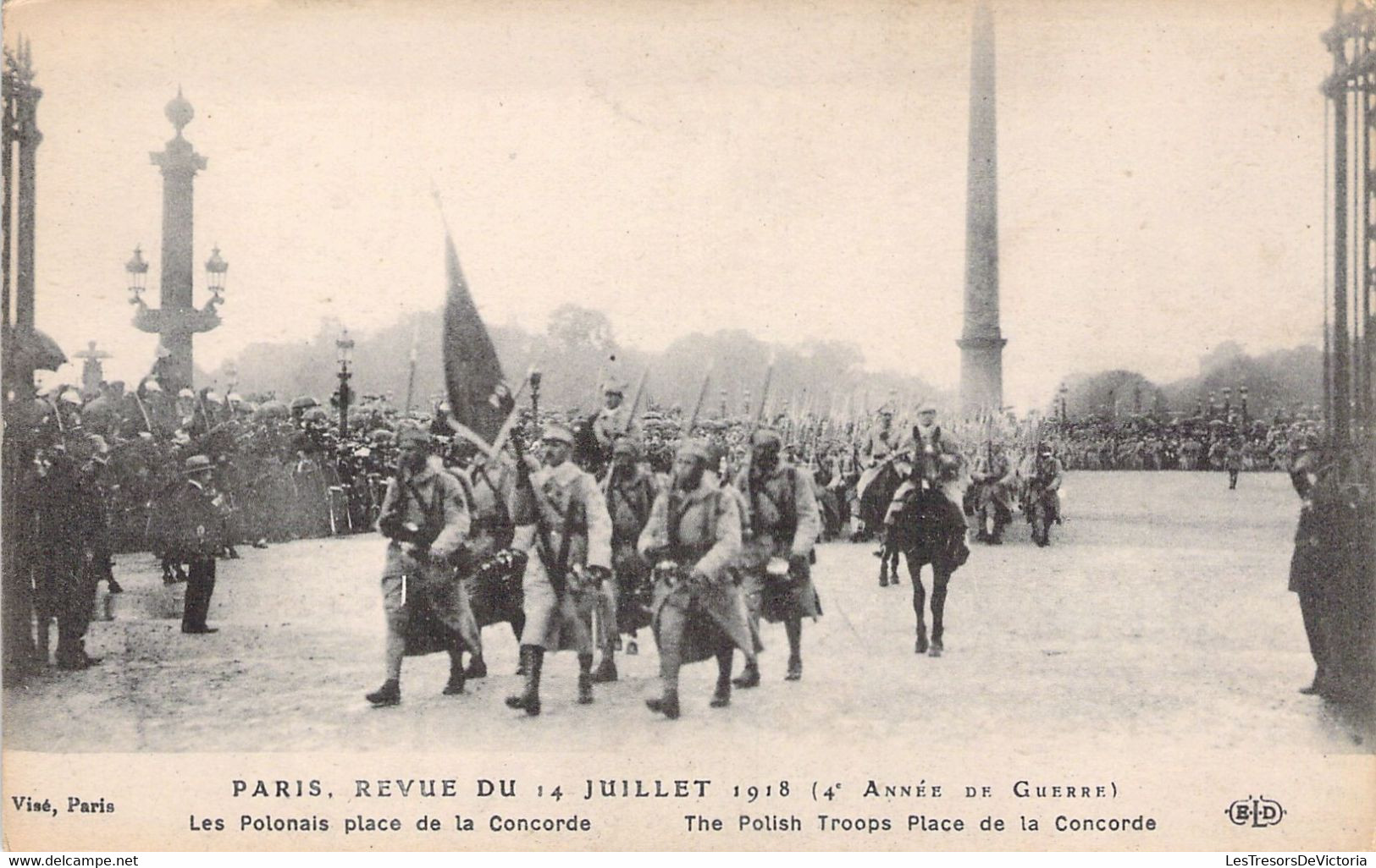 PARIS - Revue Du 14 Juillet 1918 - Les Polonais Place De La Concorde - Carte Postale Ancienne - Andere & Zonder Classificatie
