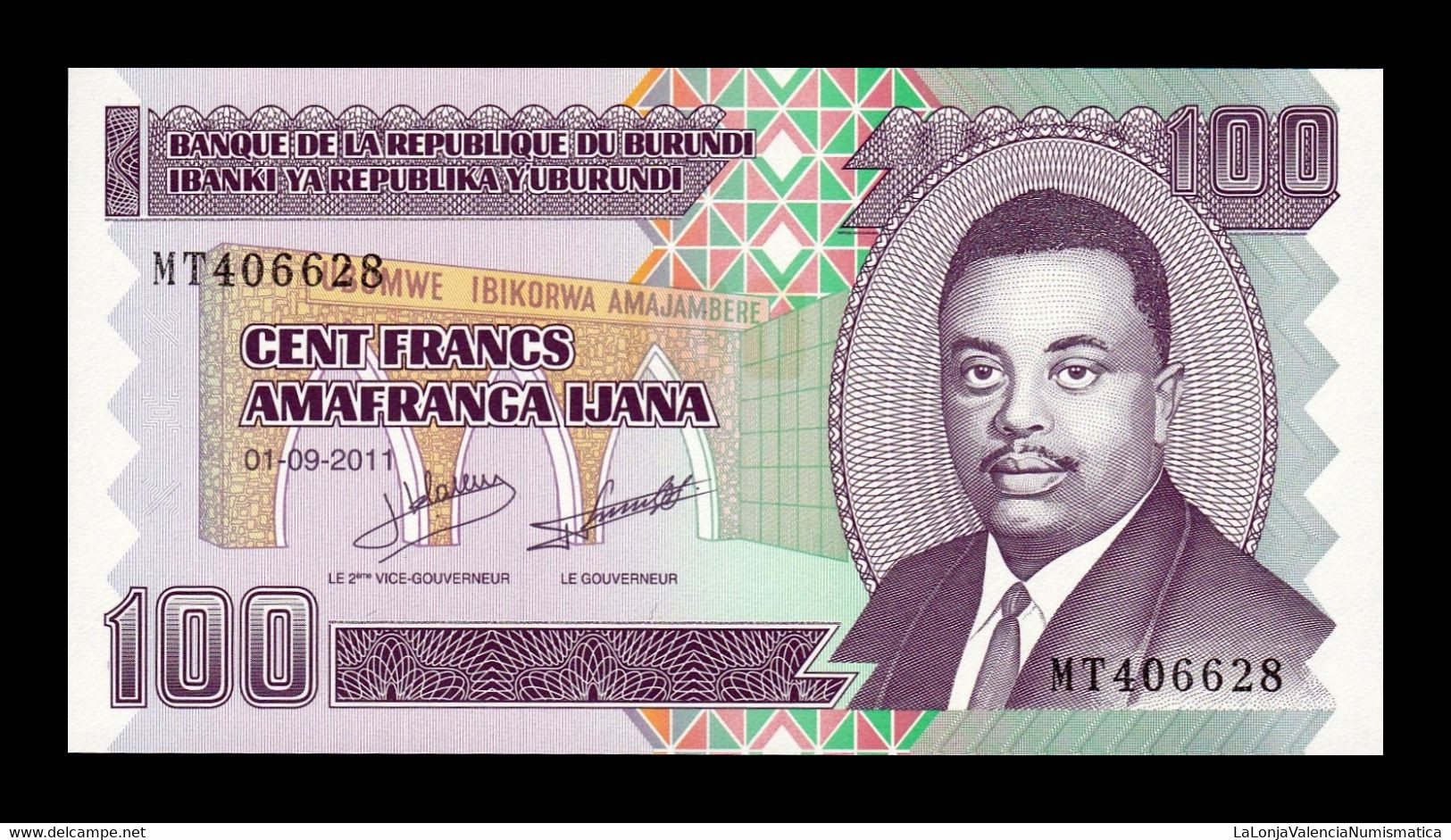 Burundi 100 Francs 2011 Pick 44b Sc Unc - Burundi