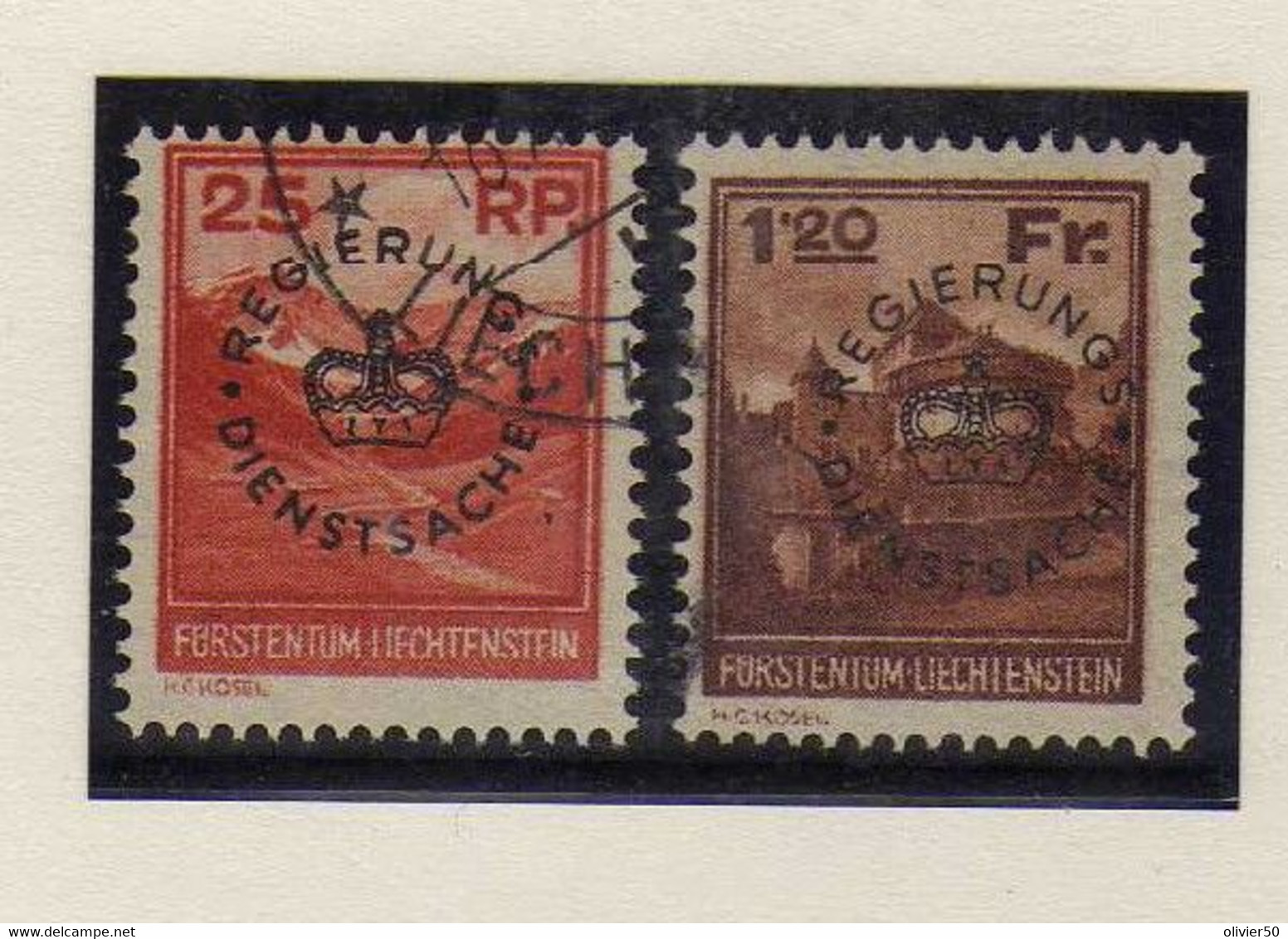 Liechtenstein -  (1933) -  Service  - Timbres-Poste .  Surcharges - Obliteres - Service
