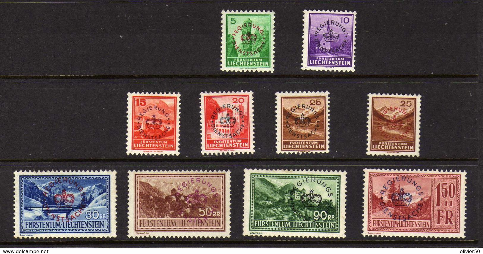 Liechtenstein -  (1934-35) -  Service  -    Timbres-Poste .  Surcharges -  Neufs** - MNH - Official