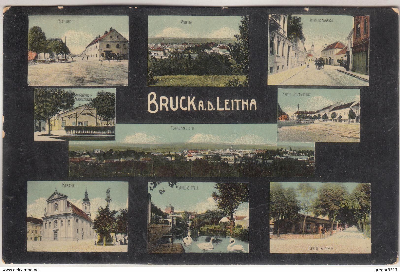 C5521) BRUCK An Der LEITHA - Hochglanz AK - Kirche - Lager - Kaiser Josef Platz - Hauptwache - Kirchengasse 1911 - Bruck An Der Leitha