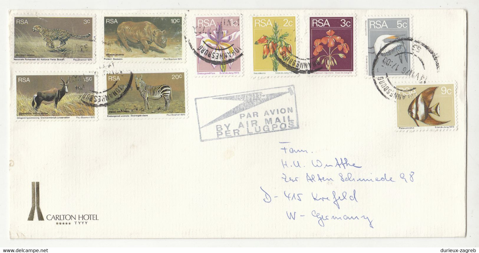 Carlton Hotel Company Multifranked Letter Cover Posted Air Mail 1976 To Germany B230301 - Brieven En Documenten