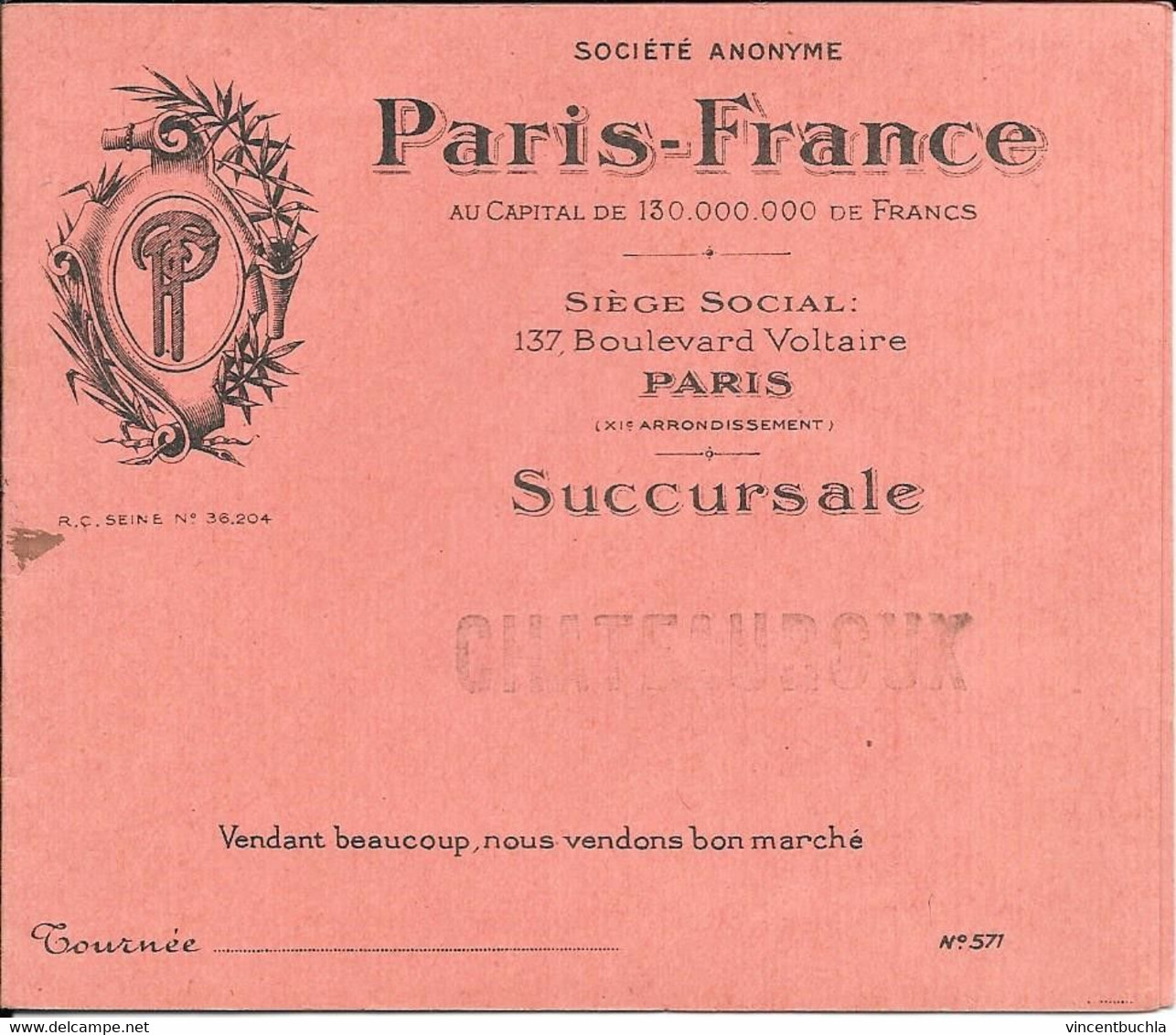 Lettre De Change Paris France 137 Boulevard Voltaire Paris Succursale De Chateauroux 1939 Saint Marcel (duplicata) - Chèques & Chèques De Voyage