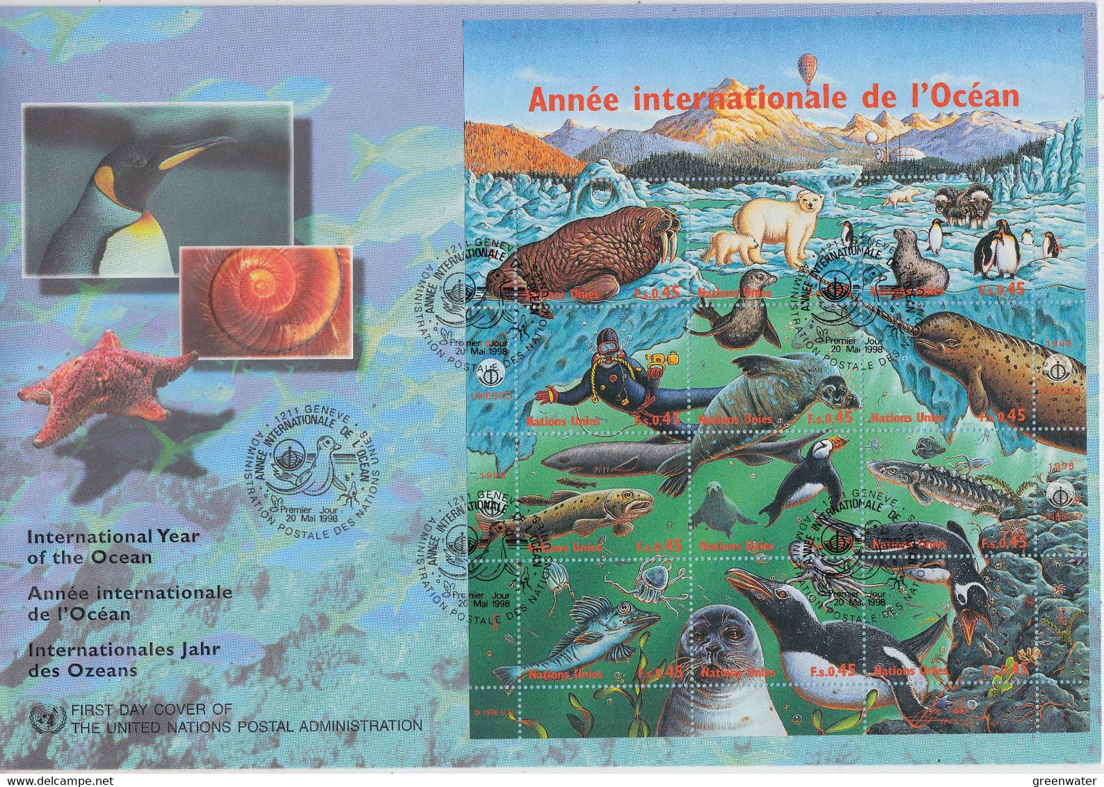 UNO  Geneva,  International Year Of The Ocean M/s  FDC (AN151 - Covers & Documents