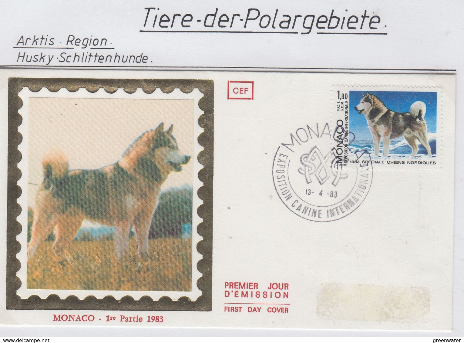 Monaco 1983 Husky FDC "silk" (AN152) - Arctic Wildlife