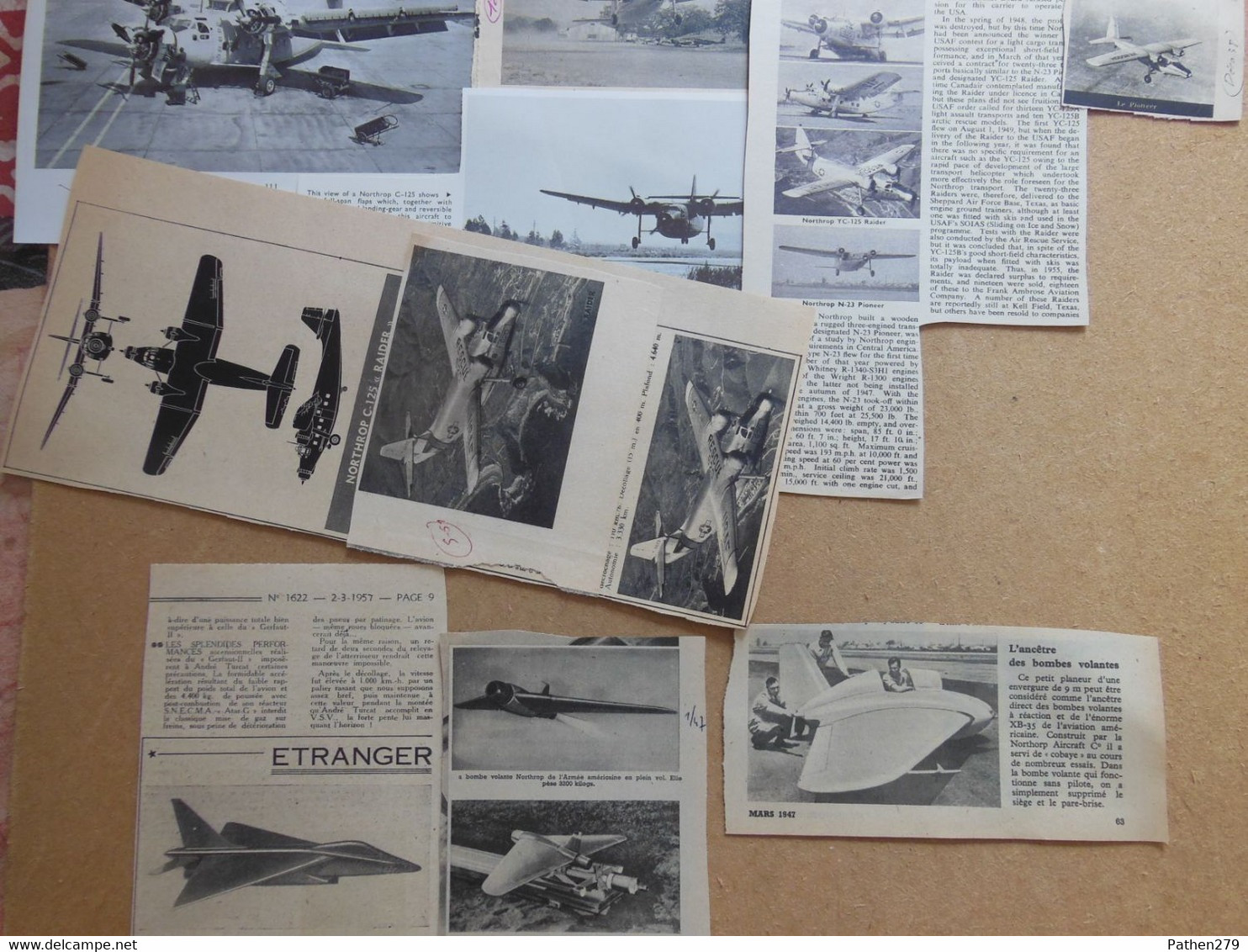 Lot De 13g De Coupures De Presse Des Aéronefs Américains Northrop C-125 Raider - N-23 Pioneer Et Divers - Aviazione