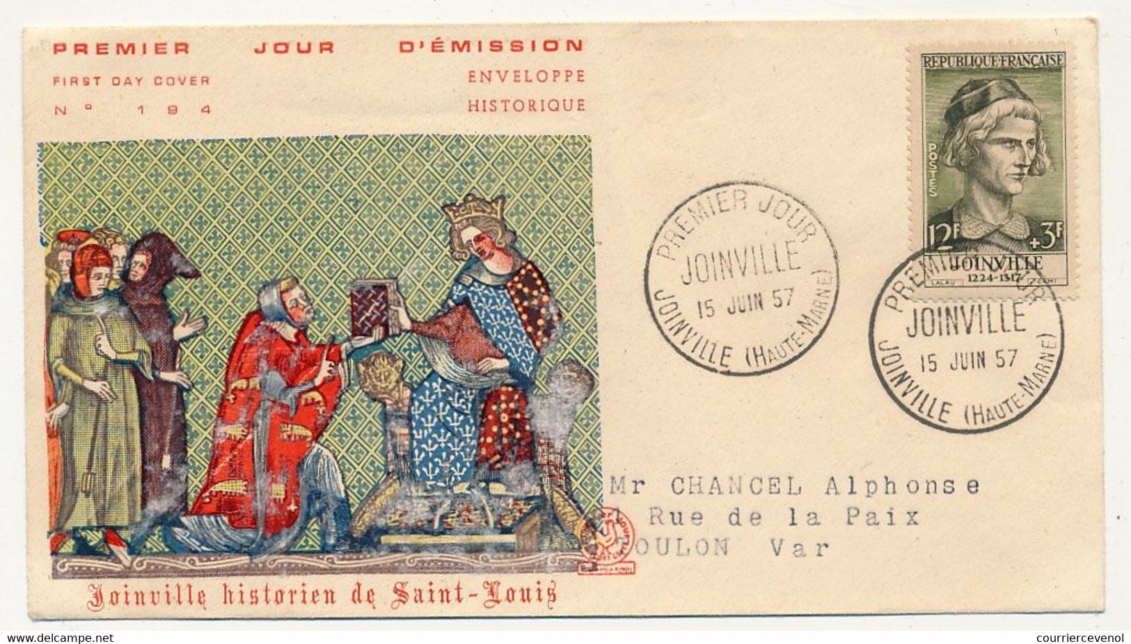 FRANCE => FDC 12F + 3F JOINVILLE - Premier Jour Joinville 15 Juin 1957 - 1950-1959