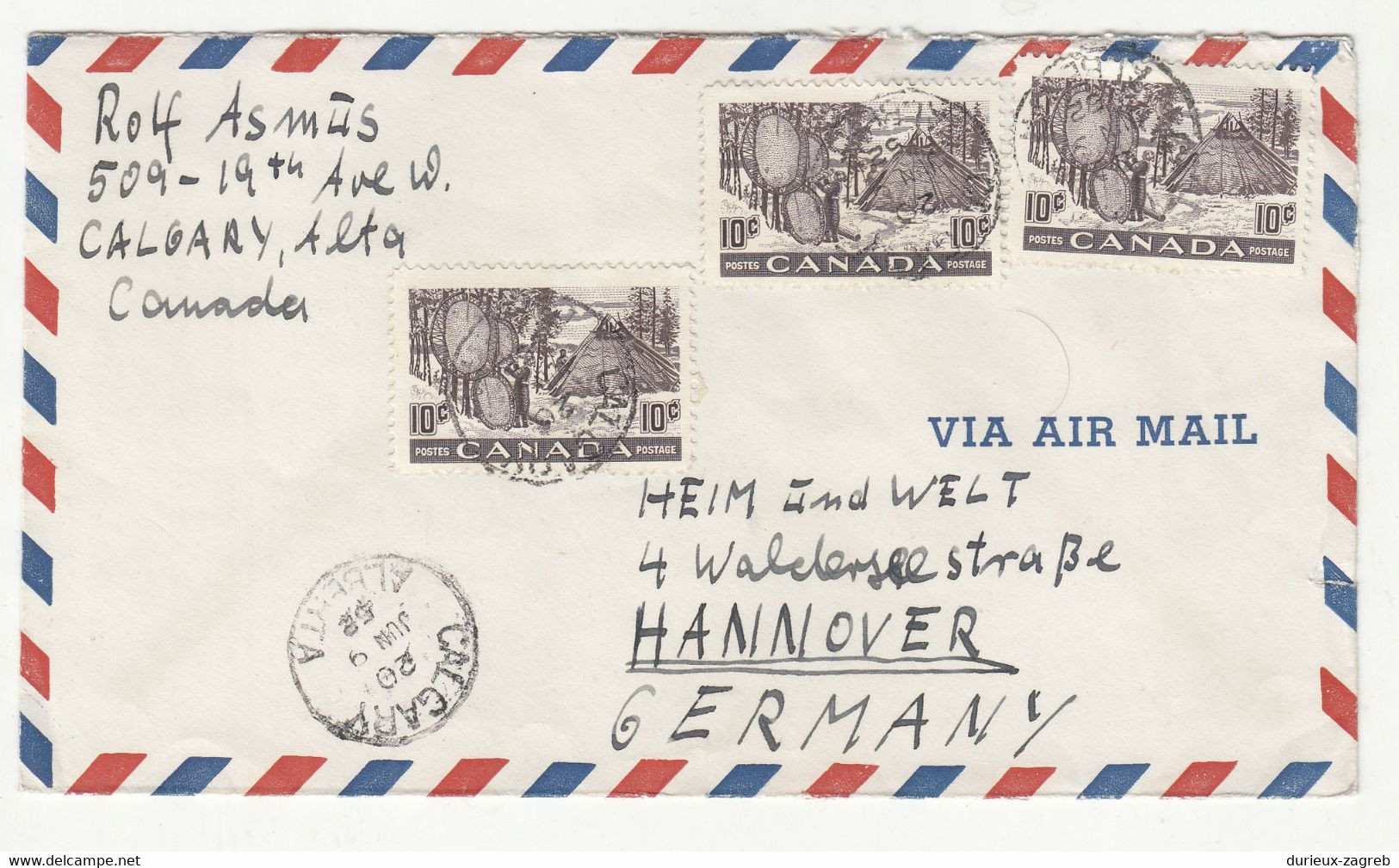 Canada 3 Air Mail Letters Cover Posted 1952 To Germany B230301 - Brieven En Documenten