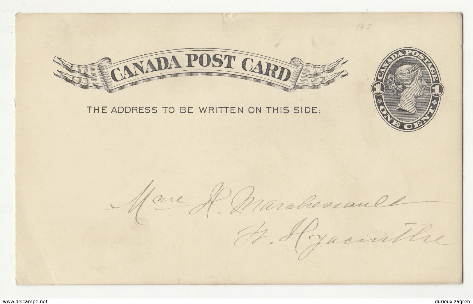 Canada Old QV Postal Stationery Postcard Written (on Both Sides) But Probably Not Posted B230301 - 1860-1899 Reinado De Victoria