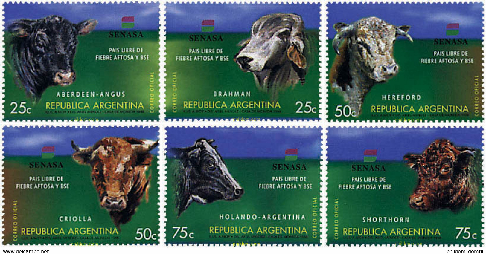 159383 MNH ARGENTINA 1998 SENASA, PAIS LIBRE DE FIEBRE AFTOSA Y BSE - Used Stamps