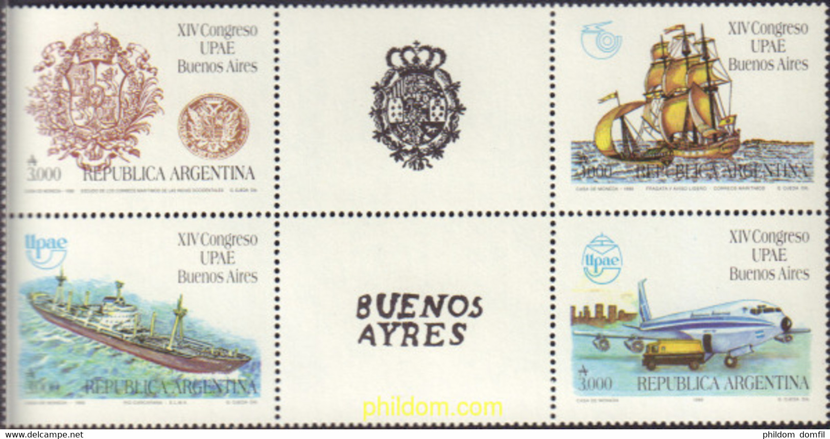 597277 MNH ARGENTINA 1990 XIV CONGRESO DE UPAE EN BUENOS AIRES - Gebraucht