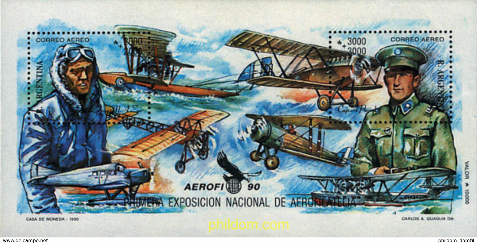 70101 MNH ARGENTINA 1990 AEROFI 90. EXPOSICION NACIONAL DE AEROFILATELIA - Gebraucht