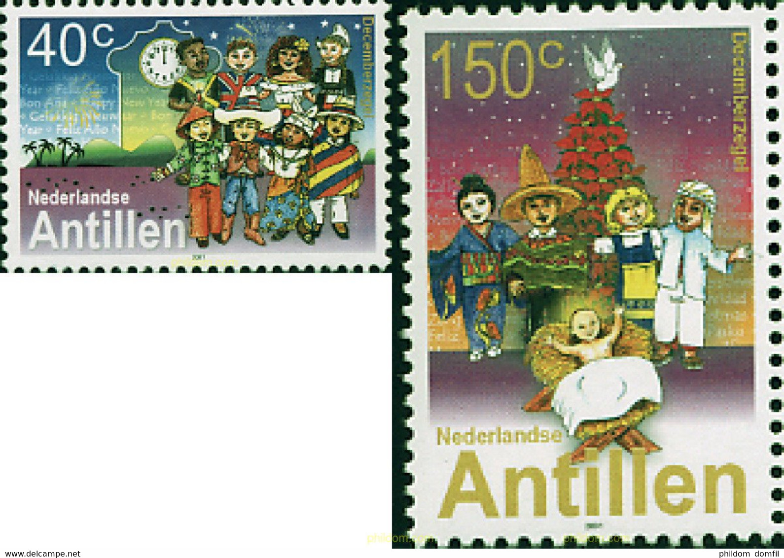 98051 MNH ANTILLAS HOLANDESAS 2001 NAVIDAD - Horlogerie