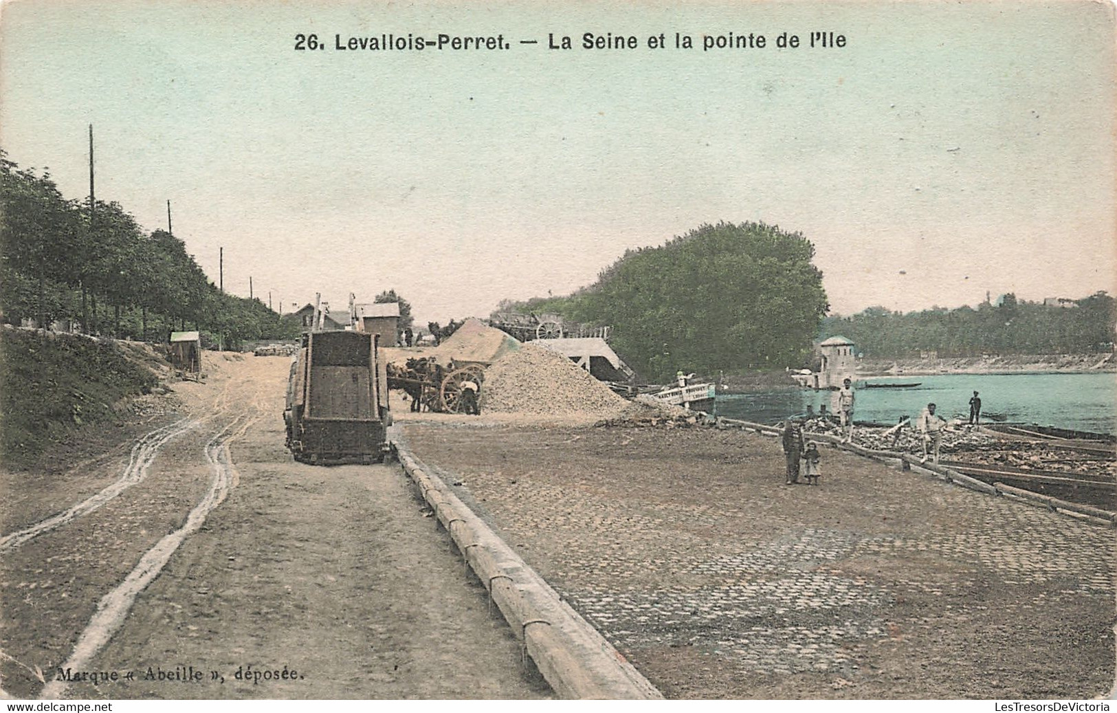 France - Levallois Perret - La Seine Et La Pointe De L'ïle - Marque Abeille - Coloorisé - Animé - Carte Postale Ancienne - Levallois Perret