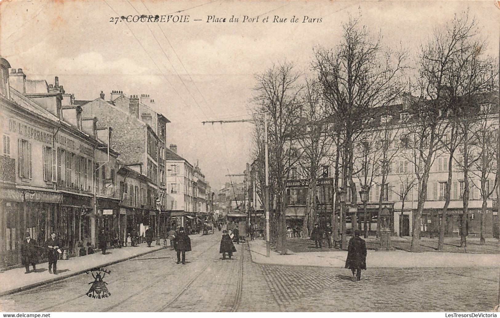 France - Coubrevoie - Place Du Port Et Rue De Pais - Animé - Tram - Imp. L'abeille - Carte Postale Ancienne - Nanterre