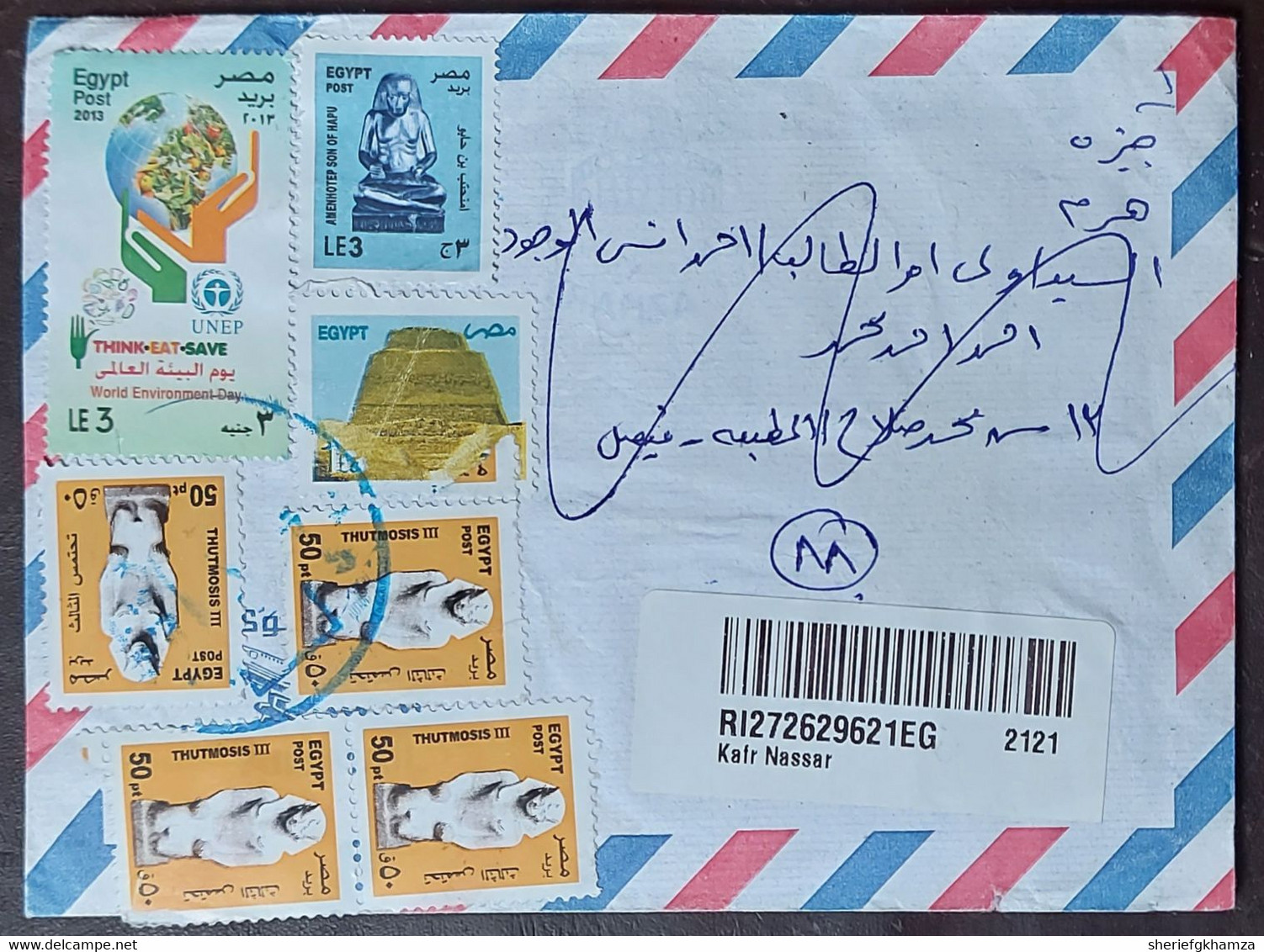 Egypt  2013 Cover With World Environment Day Stamp And Great Egyptian Pharaoh's Stamps - Storia Postale